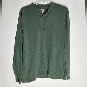 L.L. Bean Green Long Sleeve Henley Tee